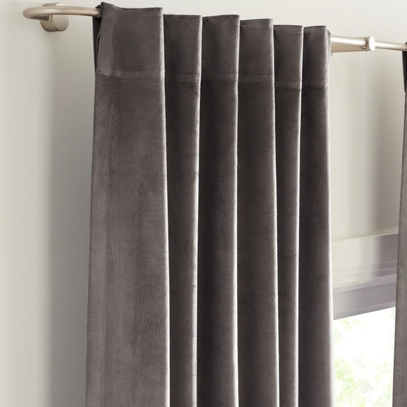 NEW West Elm Luster Velvet Curtain Drape 48x84" Dark Gray - Picture 3 of 3